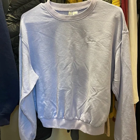 Purple crew neck line with an embroidered love on it - Picture 2 of 5